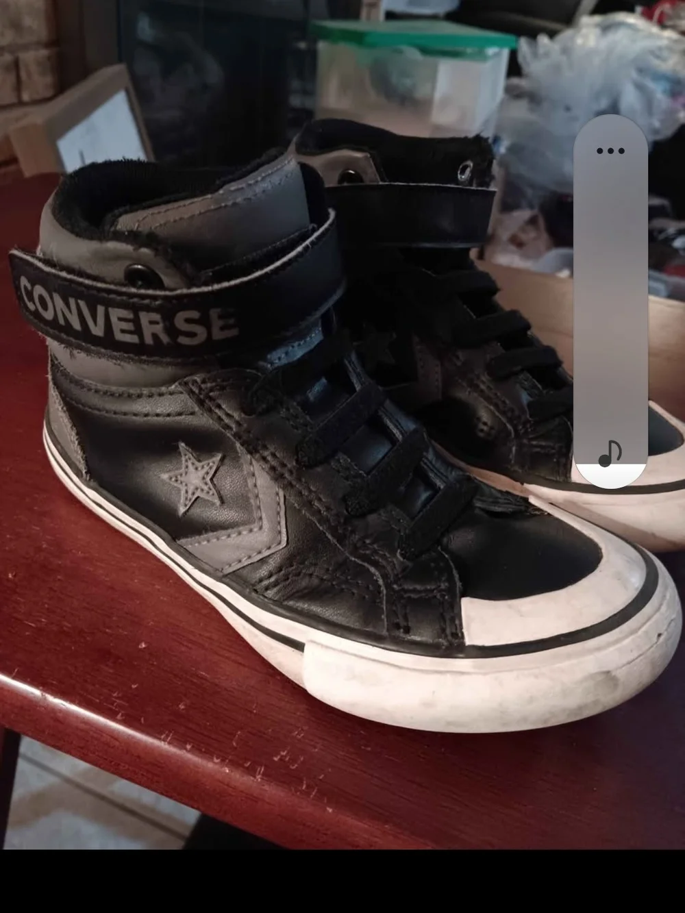 Converse Kids Black and White High-Top Sneakers with Strap
